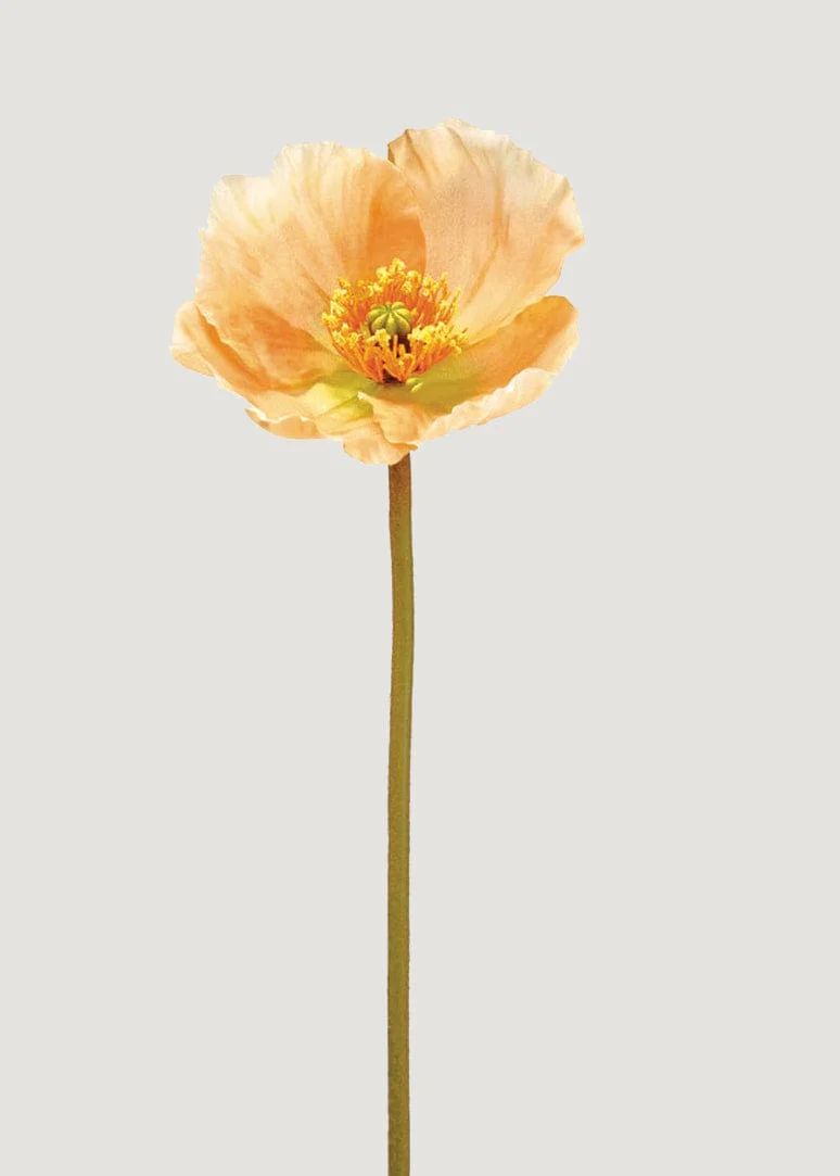Peach Yellow Faux Poppy Flower - 23" | Afloral
