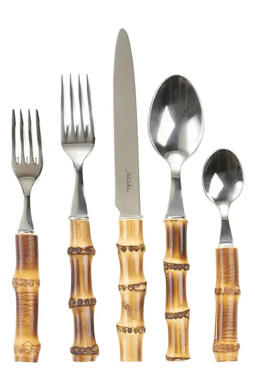 Juliska Bamboo 5-Piece Flatware Place Setting in Silver/bamboo Natural at Nordstrom | Nordstrom