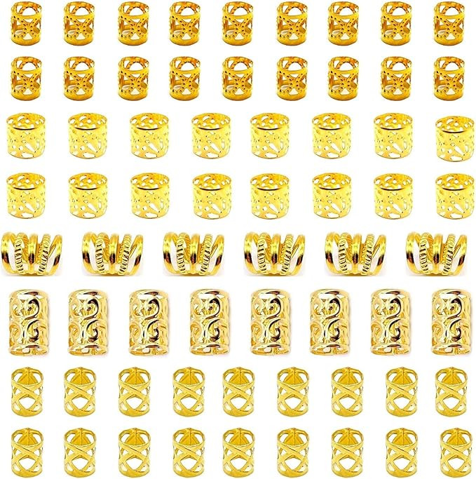 Gold Hair Jewelry Braid, Tuefuzy 100 Pcs Hair Accessory, Hair Dreadlock Accessory Braid, Metal Go... | Amazon (US)