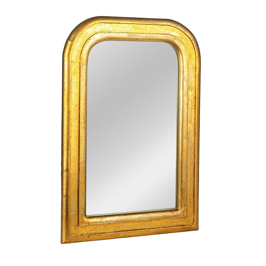 Creative Co-Op Antique Mango Wood Oval Wall Mirror, Gold | Amazon (US)