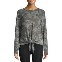 No Boundaries Junior’s Printed Tie-Front T-Shirt | Walmart (US)