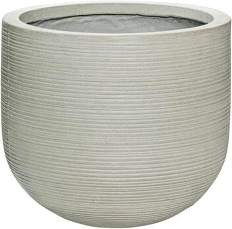Elegant Round Horizontal Ridged Ficonstone Ivory Flower Pot 12"H x 14"W - Light Gray Indoor Outdo... | Amazon (US)