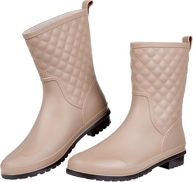 Women's Mid Calf Rain Boots Waterproof Lightweight Garden Shoes | Amazon (US)