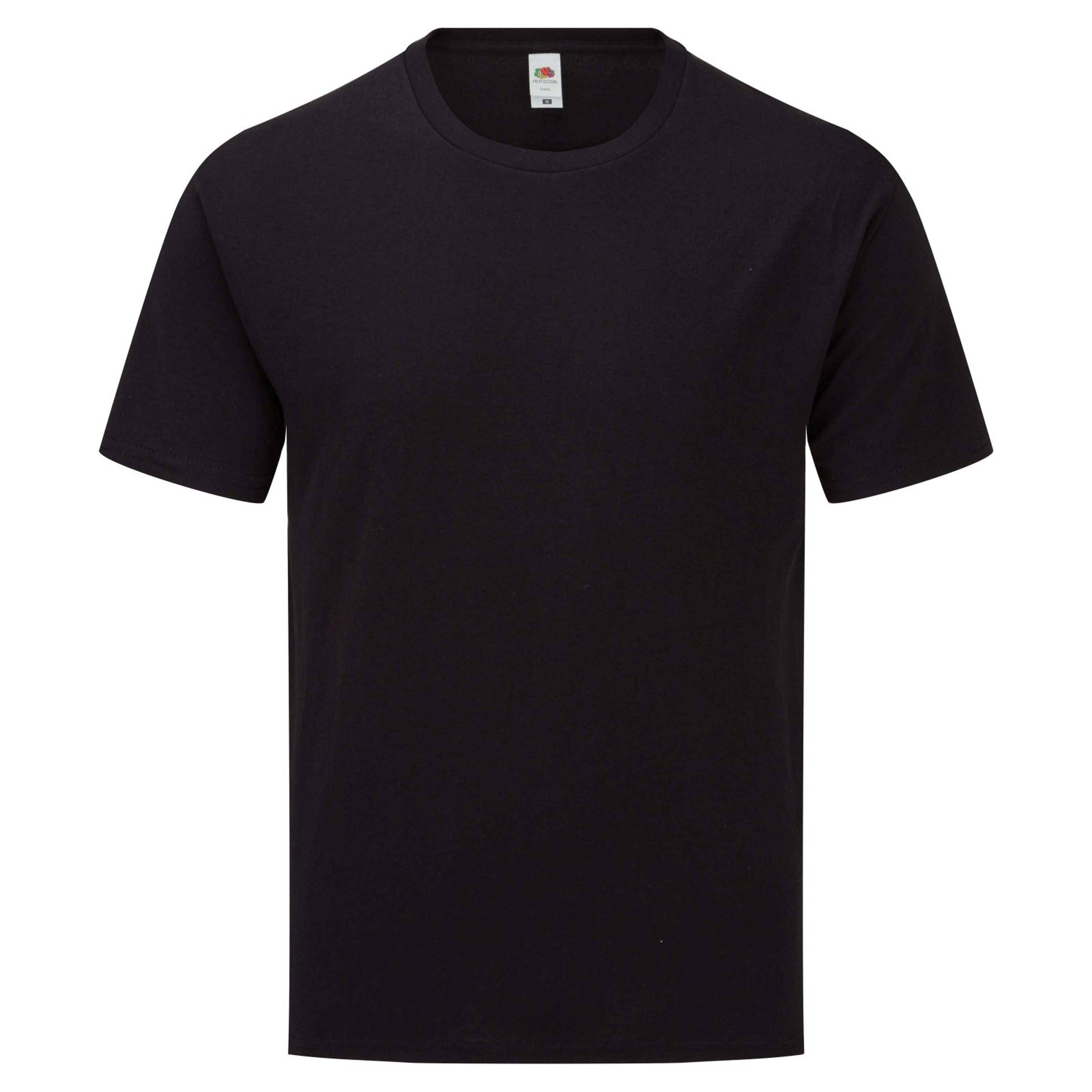 Fruit Of The Loom Mens Iconic 165 Classic T-Shirt (Black) - M - Also in: S, XXL, 3XL, 4XL, XL | Verishop
