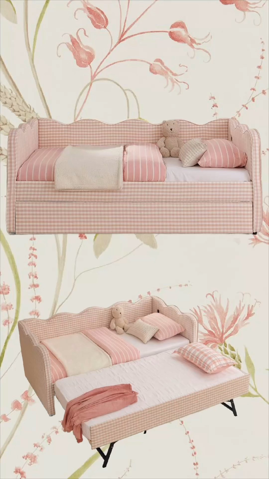 Girls room pink gingham scalloped bed! 

#LTKHome