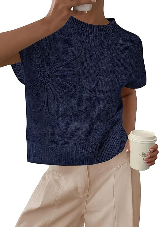 PRETTYGARDEN Women's Spring Sweater Vest Trendy Flower Knit Short Sleeve Cute Pullover Tank Tops ... | Walmart (US)