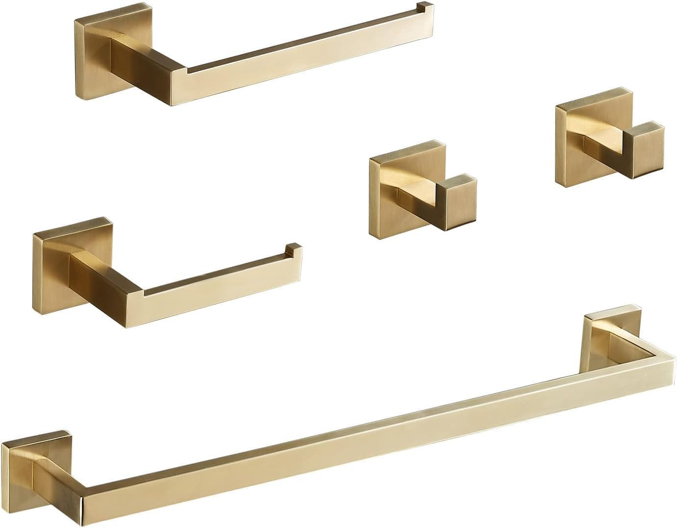 Bathroom Hardware Set 24-Inch Towel Bar,2pcs Towel Hook,Toilet Paper Holder,Hand Towel Holder Stainless Steel Brushed Gold Bathroom Accessories GTS3190BG | Amazon (US)