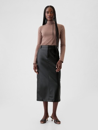 Vegan Leather Cargo Midi Skirt | Gap (US)