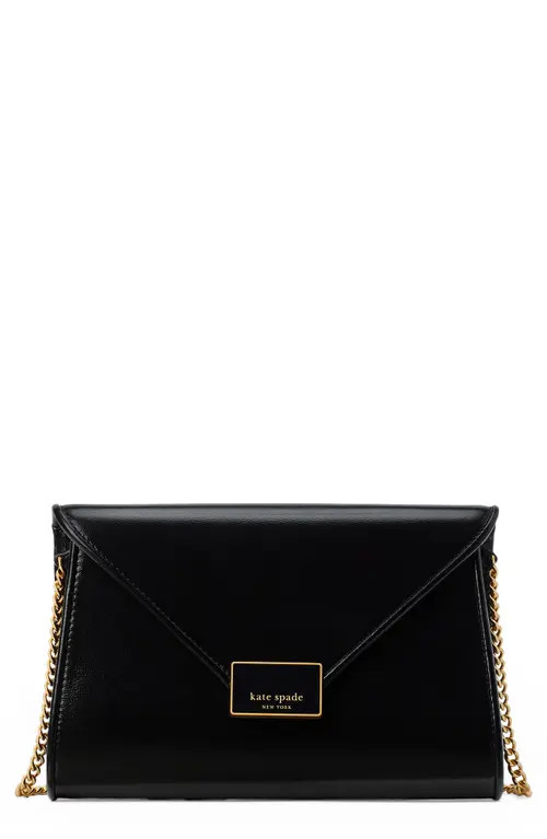kate spade new york Medium Anna Leather Envelope Clutch in Black at Nordstrom | Nordstrom