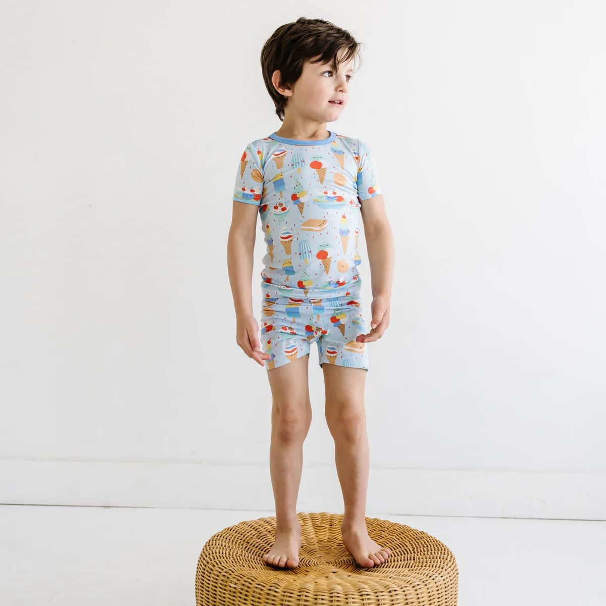 Blueberry Ice Cream Social Short Sleeve & Shorts Bamboo Viscose Pajama Set | Little Sleepies