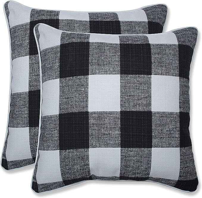 Pillow Perfect Outdoor/Indoor Anderson Matte Throw Pillows, 16.5" x 16.5", Black, 2 Pack | Amazon (US)