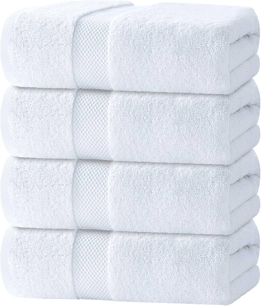 White Classic Luxury Bath Towels Set of 4 Large - 700 GSM Turkish Cotton Ultra Soft Bath Towels 2... | Amazon (US)
