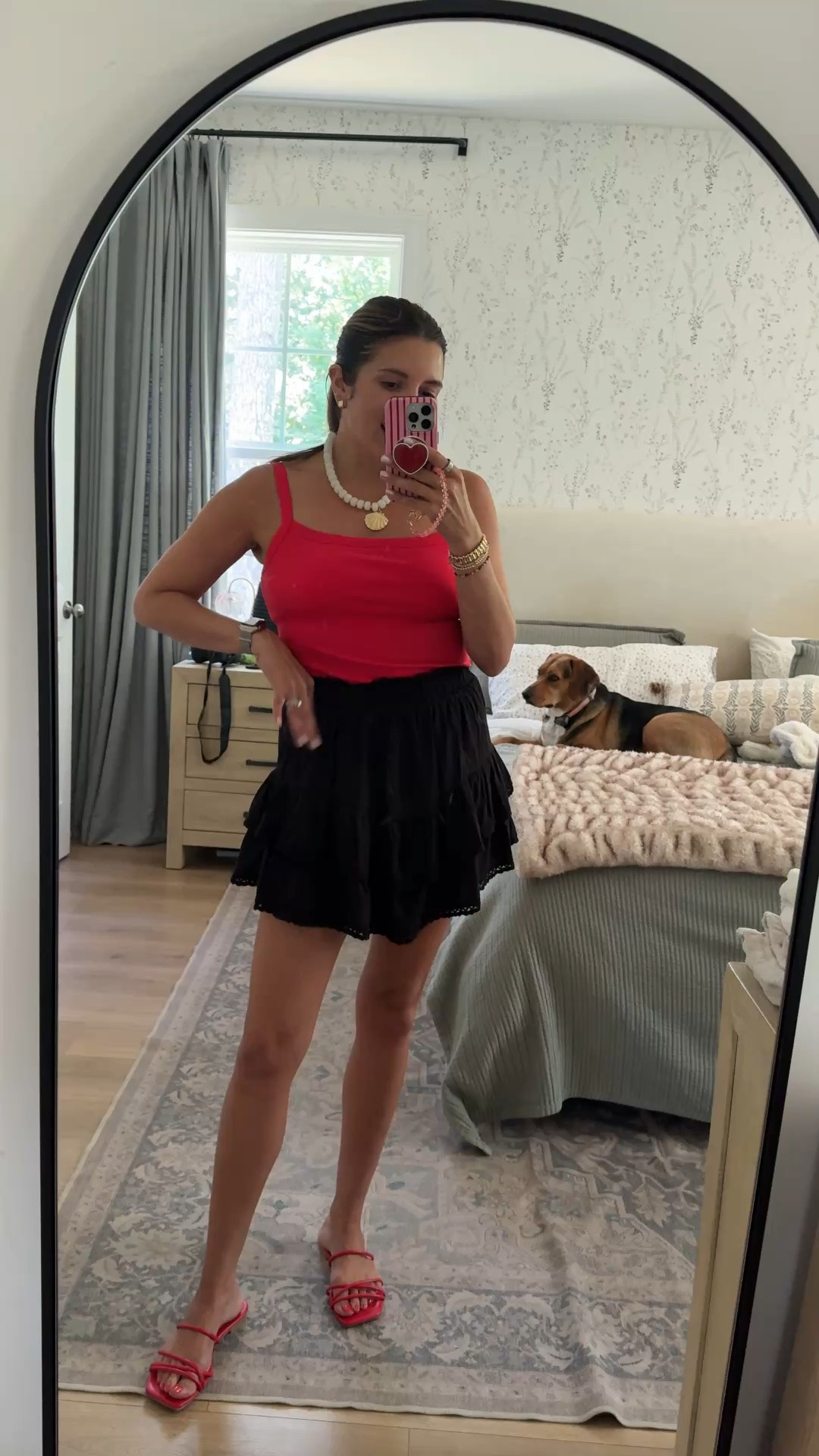 Summer outfit of the day as a 41 year old mom! Medium skirt, small tank top with built in bra. Sandals tts. I’m 5’7”

#LTKTall #LTKootd
