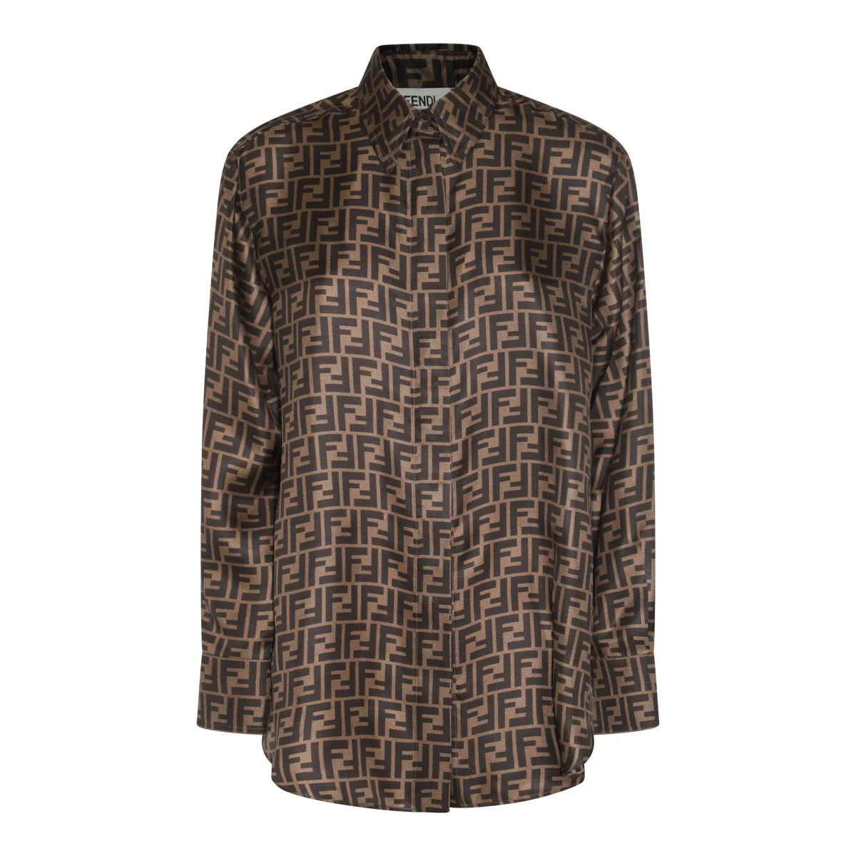 Fendi All-Over FF Jacquard Long-Sleeved Shirt | Cettire Global