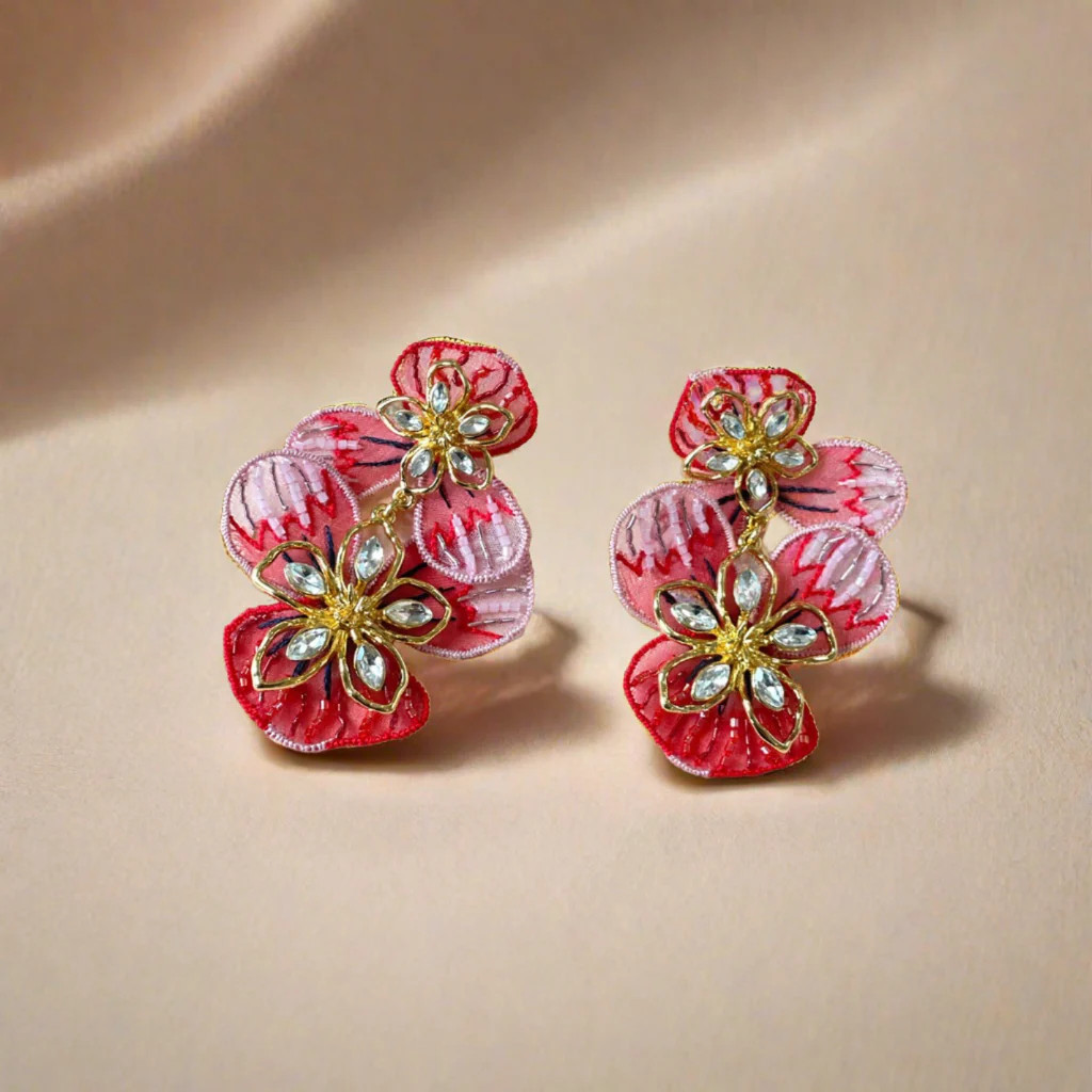 Rehana Lux Earrings Red Multi | Mignonne Gavigan