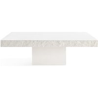 Aspen Square Textured Edge Stone Coffee Table with Square Pedestal Base / Turkish Limestone | Eternity Modern