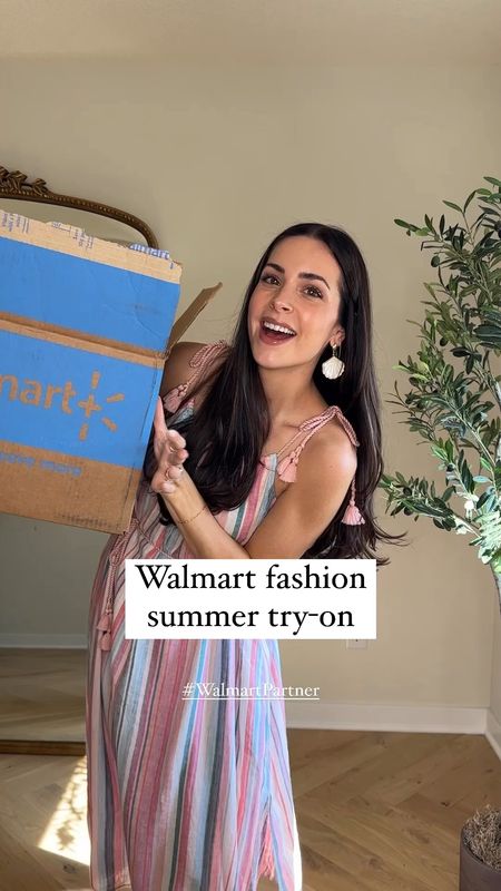 @walmartfashion summer try-on! #walmartpartner #walmartfashion

Stripe dress: true to size (S) bump friendly— wore it to the pool today, but would also be a fun dress for a lunch outing or beach vacation! Tie belt is removable.
Espadrilles: true to size, size up if between 
Shell earrings are under $7! 🐚😍

Ribbed tank dress: true to size (S) bump friendly, great basic dress that can be styled lots of ways! 
Blue stripe shirt: sized up to a M 
Slides: size up if between 

Halter pleated dress: tts (S) bump friendly, beautiful option for a wedding guest/special occasion! #LTKFindsUnder50

#LTKShoeCrush #LTKVideo