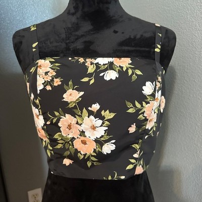 Old Navy The Occasion Cropped Tube Top Womens M Black Floral Coquette Soft Girl | eBay US