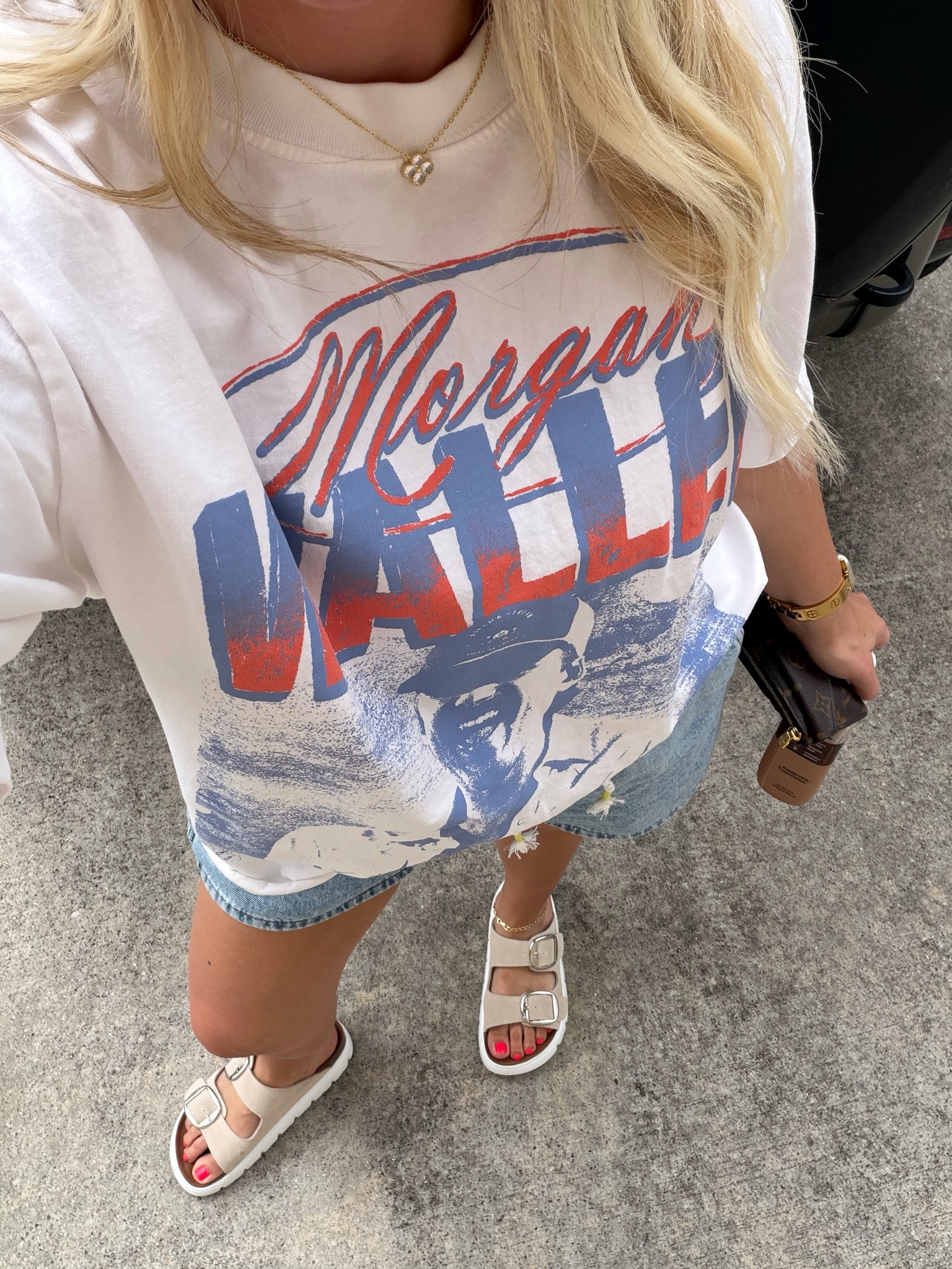 Casual comfy outfit
Morgan wallen tee m
Soft denim shorts small
Sandals tts

#LTKootd