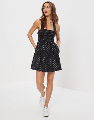 AE Smocked Cross-Back Mini Dress | American Eagle Outfitters (US & CA)