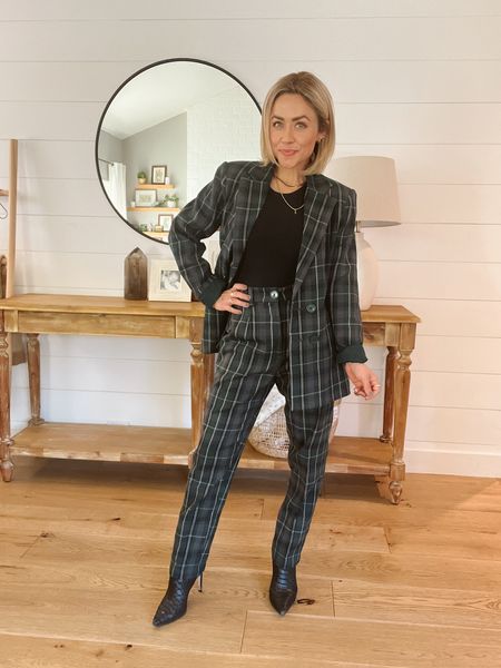 This plaid suit set from IvyCity Co is perfect for holiday parties this season! I’m wearing an XS blazer and XXS trousers. Wearing a Nuuds black bodysuit . 

#LTKHoliday #LTKSeasonal #LTKworkwear