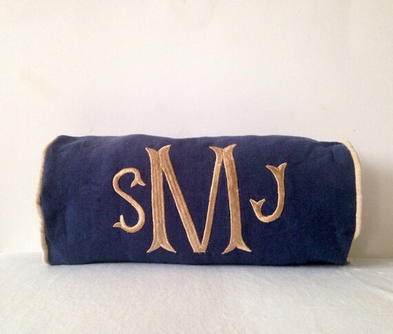Bolster Personalized Pillowcase, Navy Blue Monogram bolster pillow cover | Etsy (US)