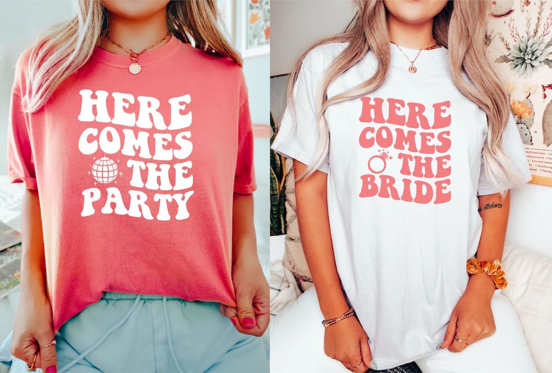 Bachelorette Party Shirts, Here Comes the Party Shirt, Disco Bride, Bridesmaid Gifts, Group Party... | Etsy (US)