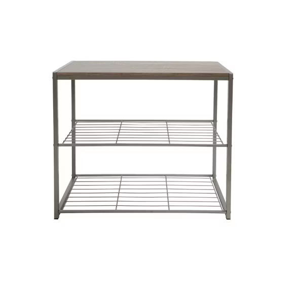 3 Tier Shoe Rack with Rustic Oak Finish Top Gray Metal - Threshold™ | Target