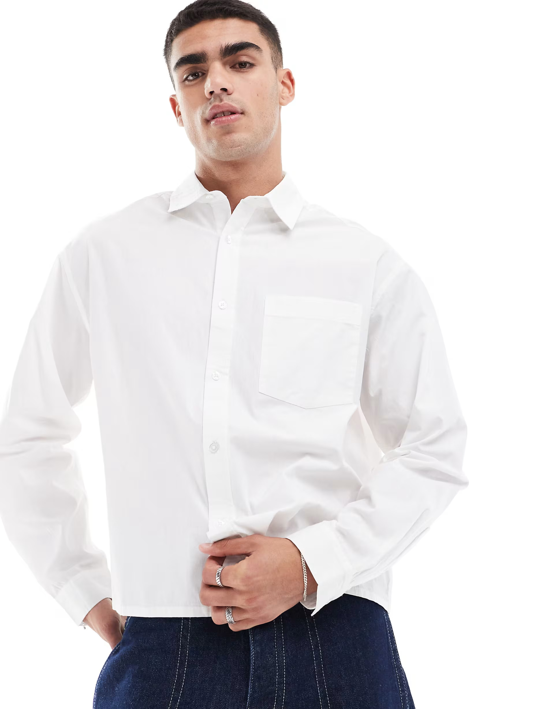 ASOS DESIGN boxy oversized poplin shirt in white | ASOS (Global)