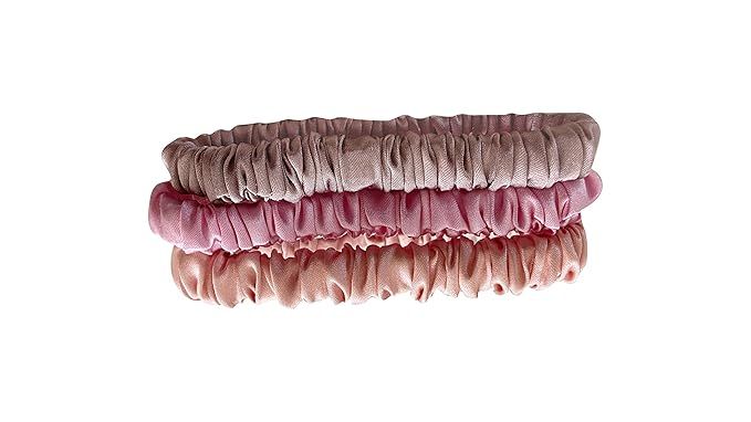 3 Piece Silk Hair Scrunchies Carmine, Shell Pink and Mauve (Pack of 3) 100% Pure Silk Hair Scrunc... | Amazon (US)