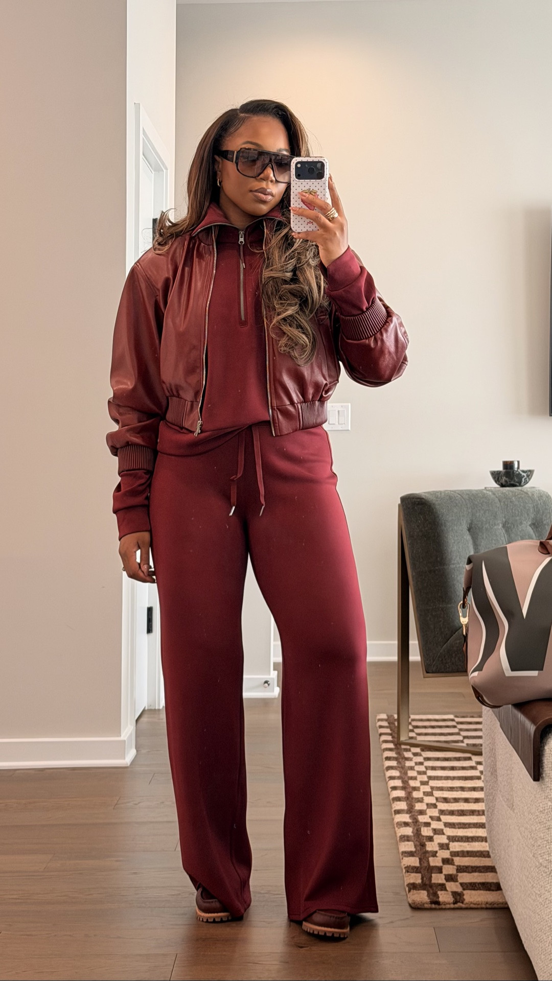 Obsessed with this look: wearing a large jacket, a large sweater, and large long pants. These loafers are so cute and comfortable. I'm wearing a size 11, true to size
