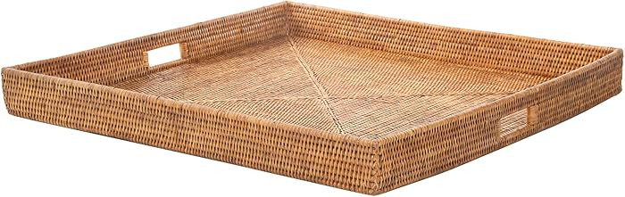 KOUBOO La Jolla Rattan Tray, Square Woven Tray - Decorative Coffee Table, Breakfast Tray, Home De... | Amazon (US)