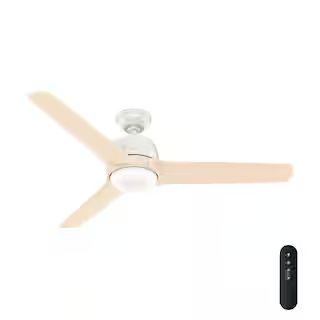 Norden 54 in. Integrated LED Indoor Fresh White Ceiling Fan with Light Kit and Remote Control | The Home Depot