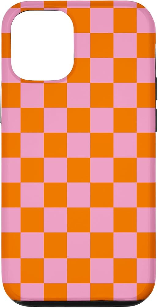 iPhone 14 Pro Pink and Orange Checkered Checkerboard Pattern Case | Amazon (US)