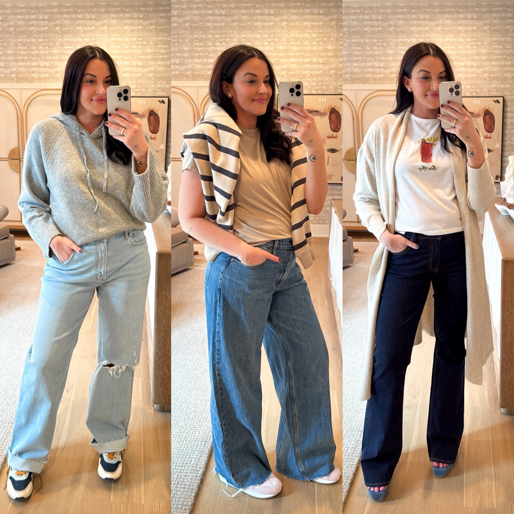 All 3 of my outfits are 20% off @abercrombie   
Sweater: M 
Tees + pullover: L 
Jeans: 32L, 31L, 31L

#LTKMidsize #LTKStyleTip #LTKSaleAlert