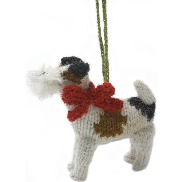 Hand Knit Alpaca Wool Fox Terrier Dog Ornament - Arcadia Home Ornaments & Toppers | Maisonette | Maisonette