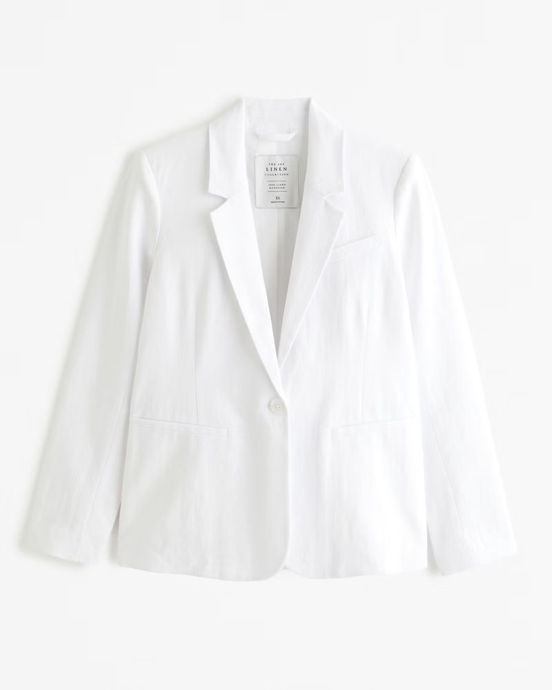 Women's Premium Linen Blazer | Women's Coats & Jackets | Abercrombie.com | Abercrombie & Fitch (UK)