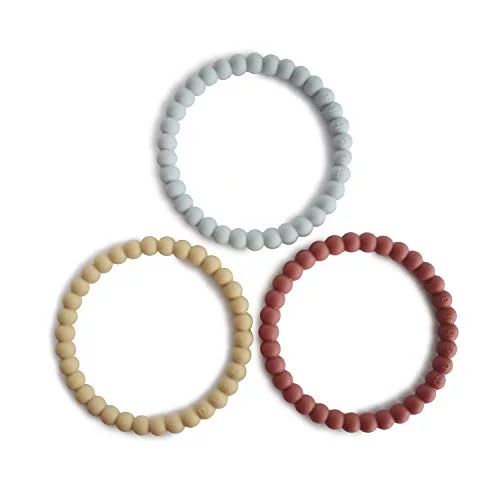 mushie Pearl Teether Bracelet | 3-Pack (Mellow/Terracotta/Periwinkle) | Walmart (US)