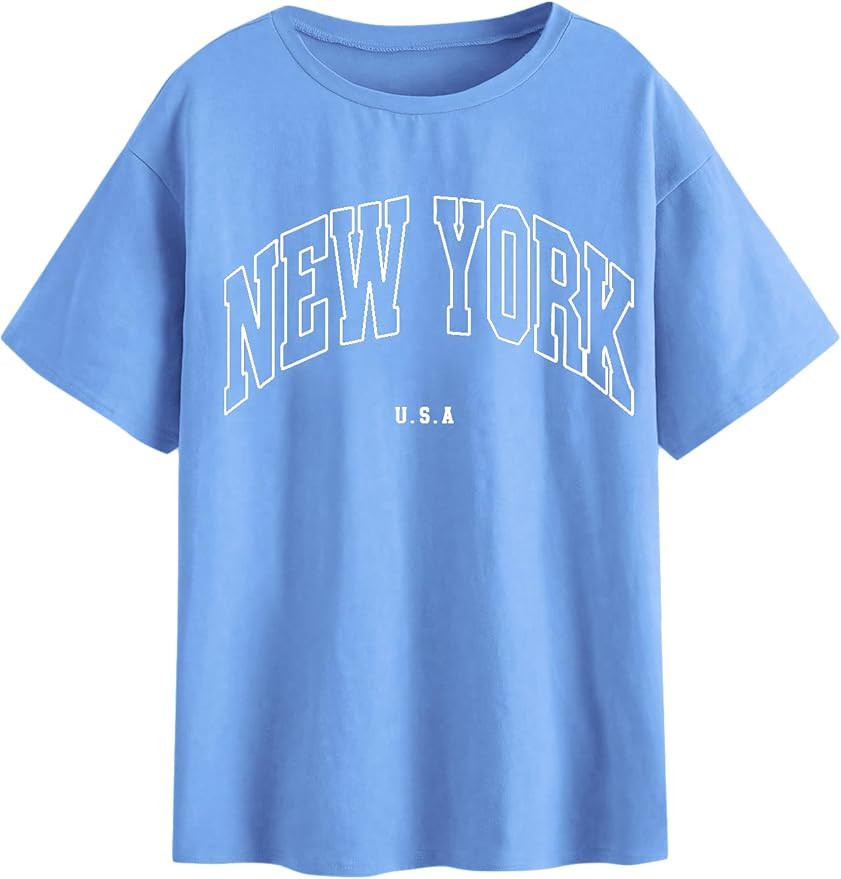 SOLY HUX Women's Graphic Oversized Tees Letter Print Summer Tops Vintage Half Sleeve Loose Casual... | Amazon (US)