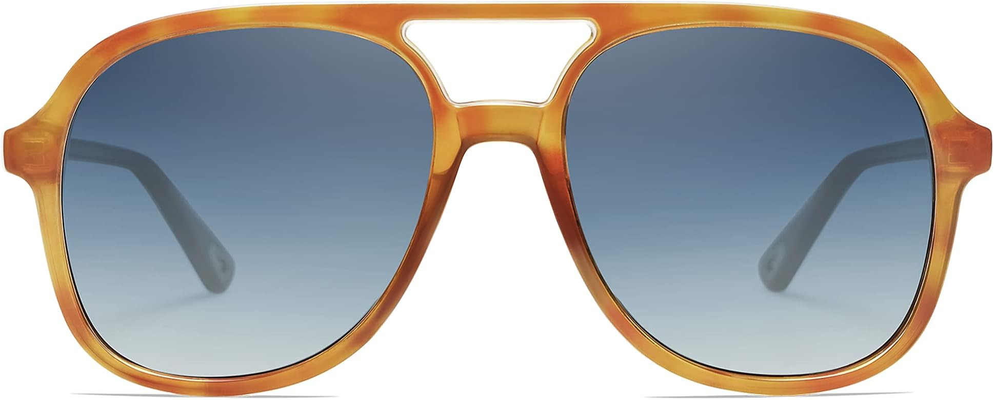 SOJOS Retro Square Polarized Aviator Sunglasses Womens Mens 70s Vintage Double Bridge Sun Glasses SJ | Amazon (US)