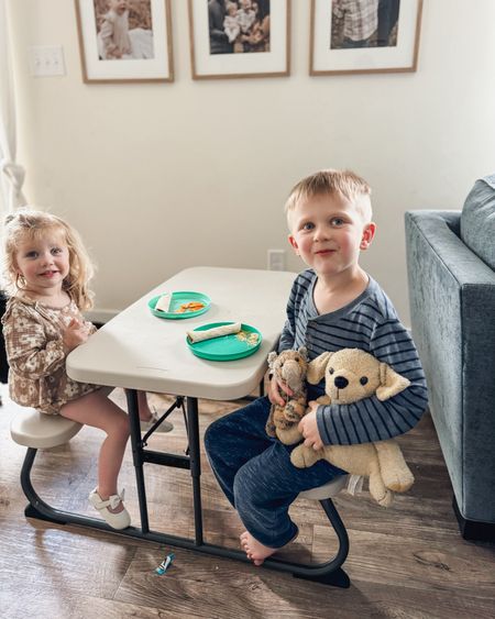 This table is the best thing I’ve bought for my kids this year 👏🏻 no more climbing on the nice kitchen table and my kids are actually more interested in eating their food 🙌🏻 

easy to move around and set outside for meals too.

Folds up for easy storage 

10/10

#LTKhome #LTKkids #LTKfamily