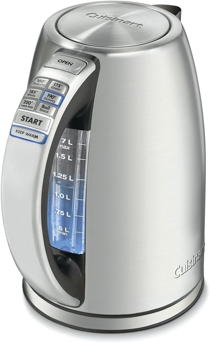 Cuisinart CPK-17 PerfecTemp 1.7-Liter Stainless Steel Cordless Electric kettle, 1.7 L, Silver | Amazon (US)
