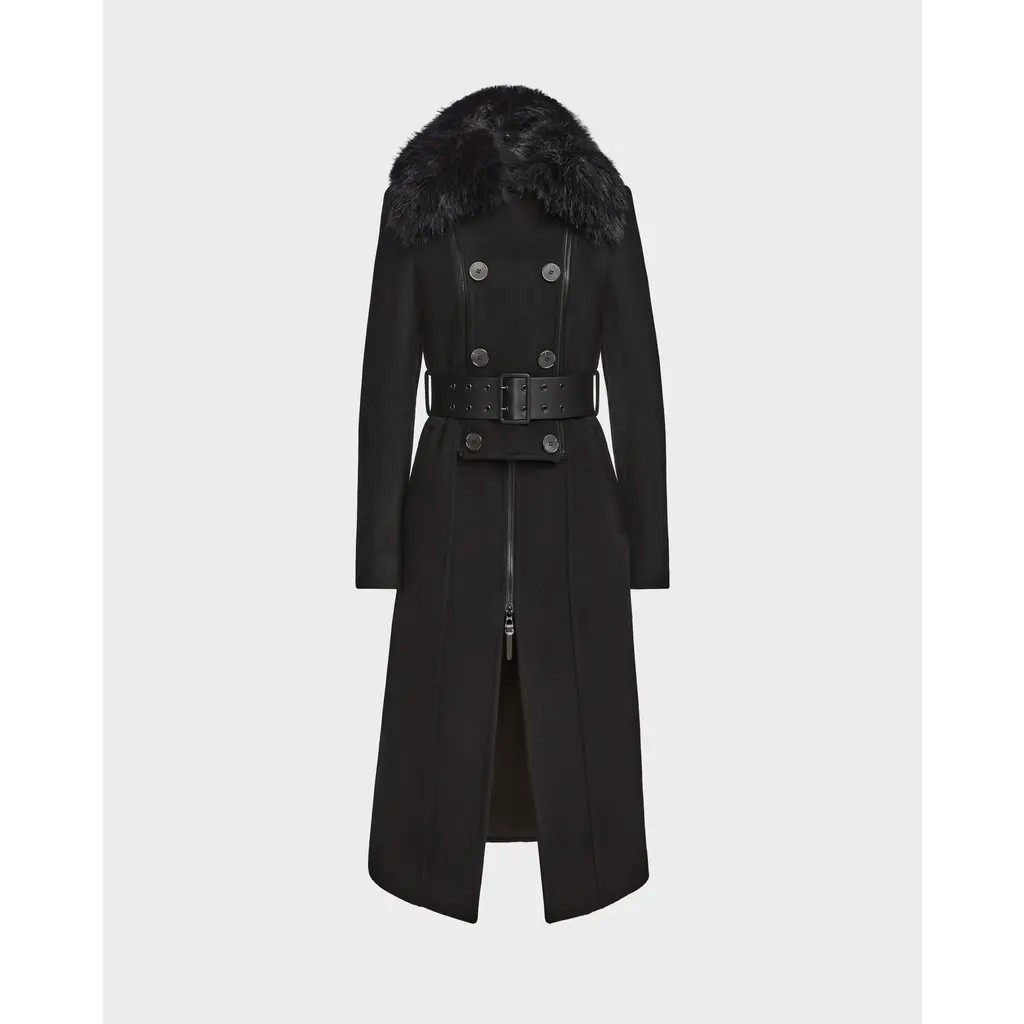 Rudsak VIRGINIE WOMEN'S BELTED WOOL COAT in Black at Nordstrom, Size X-Large | Nordstrom