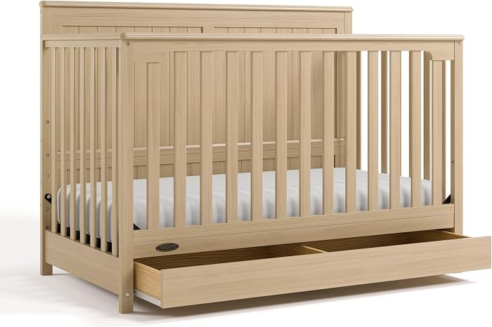 Graco Hadley 5-in-1 Convertible Crib with Drawer \u2013 GREENGUARD Gold Certified, Fits Standard ... | Amazon (US)