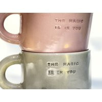The Magic Is in You Mug, Inspirational Coffee Cup, Motivational Gift For Friend, Minimalist Pink & Gray Mugs, Custom Birthday | Etsy (US)