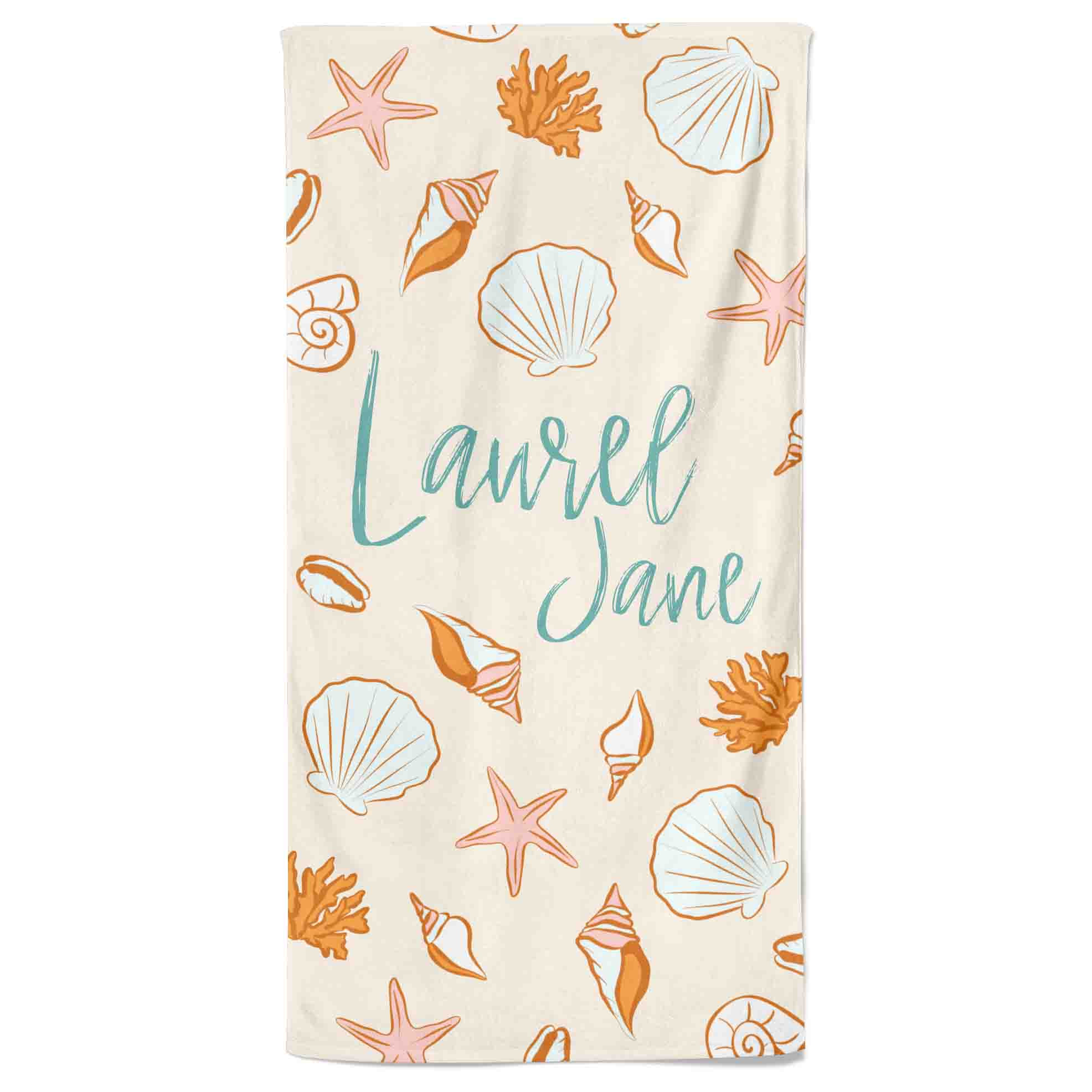 Sea Shells Personalized Kids Beach Towel | Caden Lane