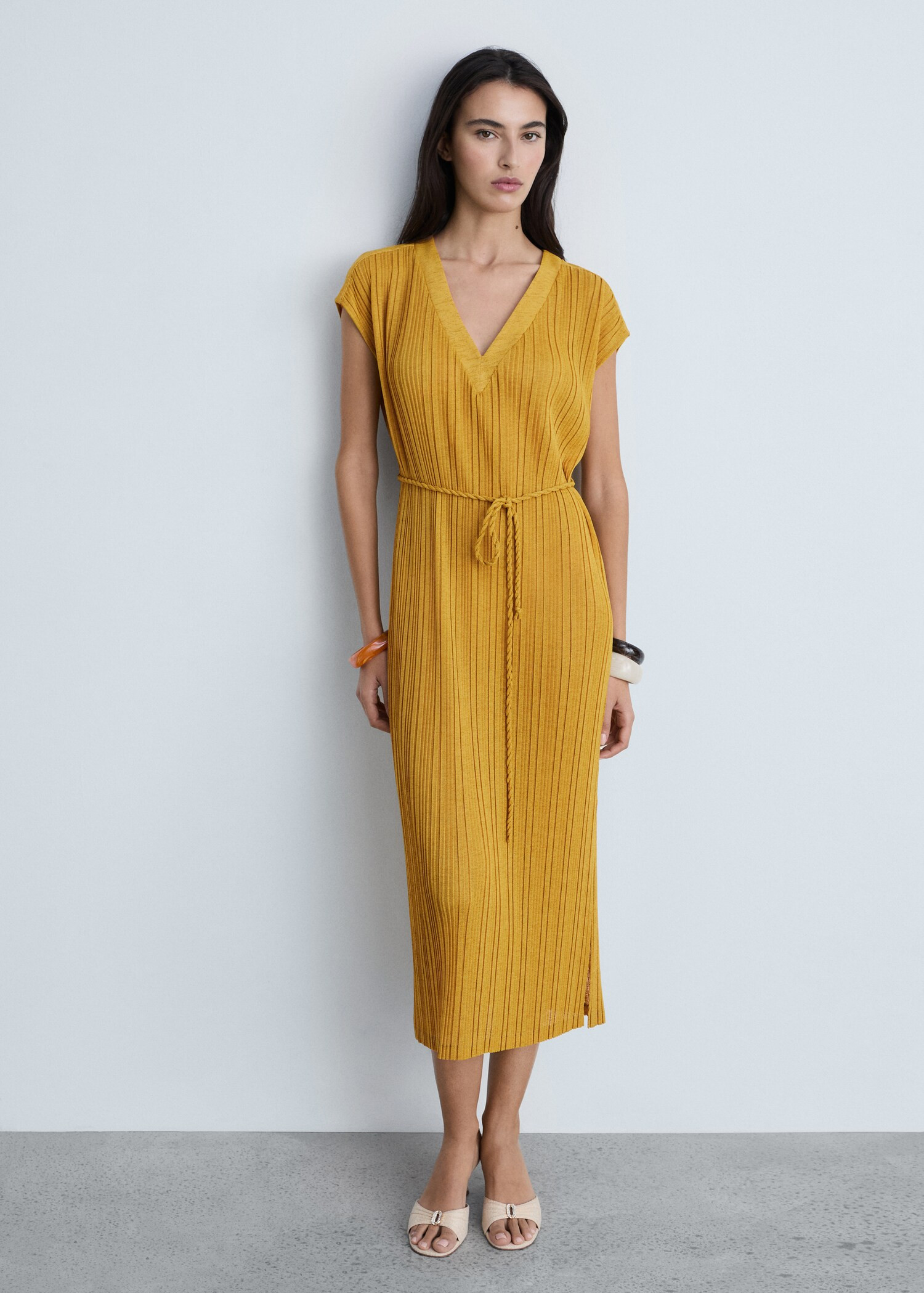 Belt pleated dress - Women | MANGO USA | Mango (US/MX/AU)