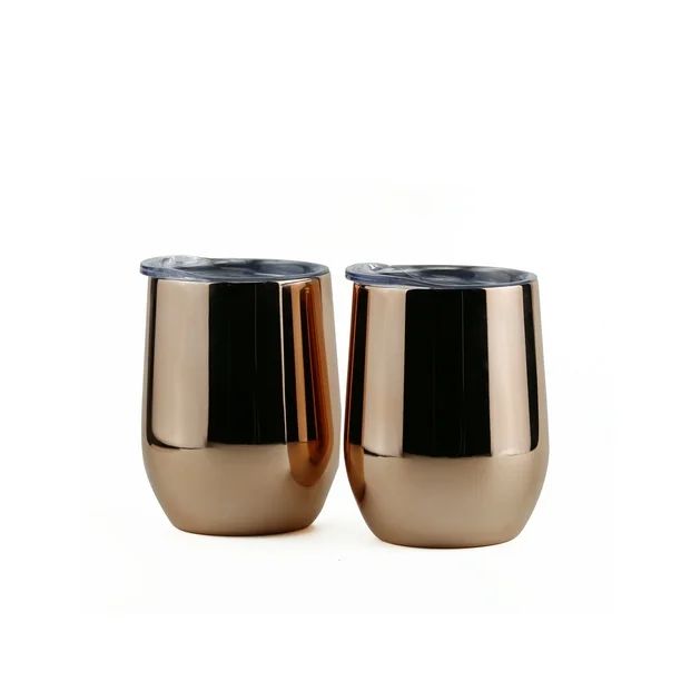 Bar340 by Cambridge Set of 2, 12-Ounce Copper Stemless Wine Tumblers with Lids | Walmart (US)