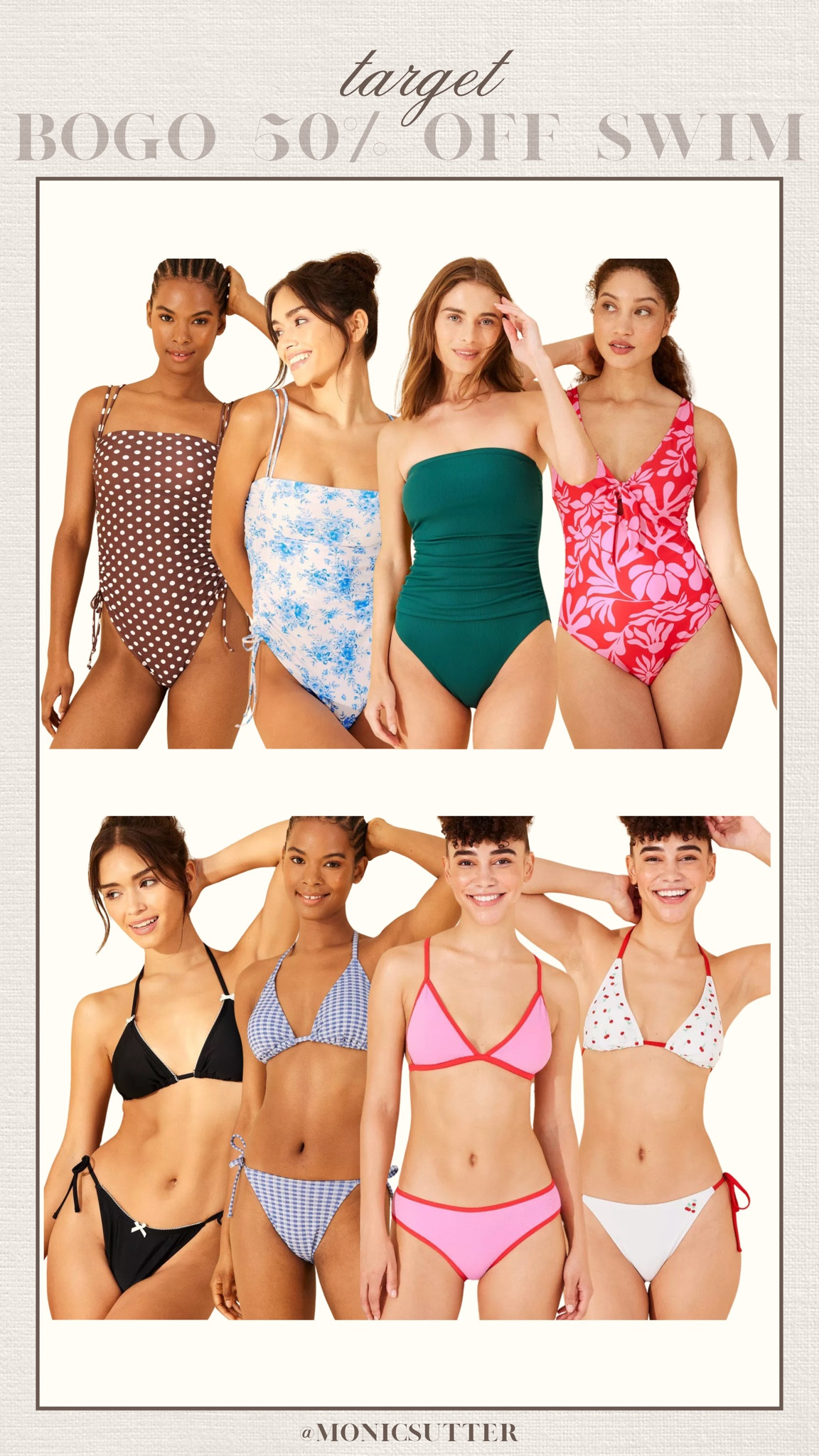 Sale happened rn! Target BOGO 50% off swim! 

Spring fashion.One pieces. Bikini. Mom swimsuits. Swimwear. Spring break swimsuits. Swimsuits on sale.

#LTKSaleAlert #LTKFindsUnder100 #LTKStyleTip