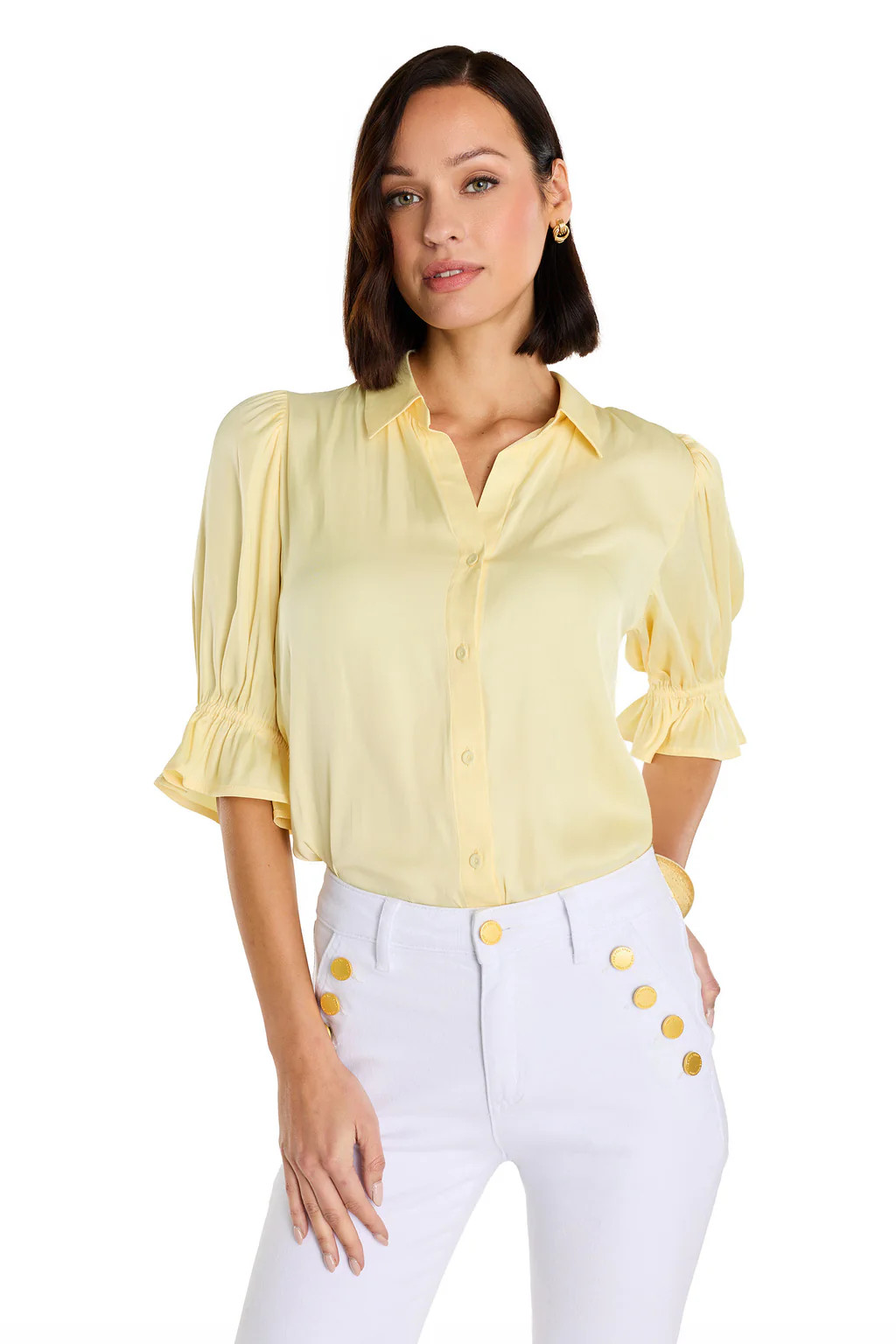 Cindy Ruffle Sleeve Shirt - Sunshine Yellow | The Noli Shop